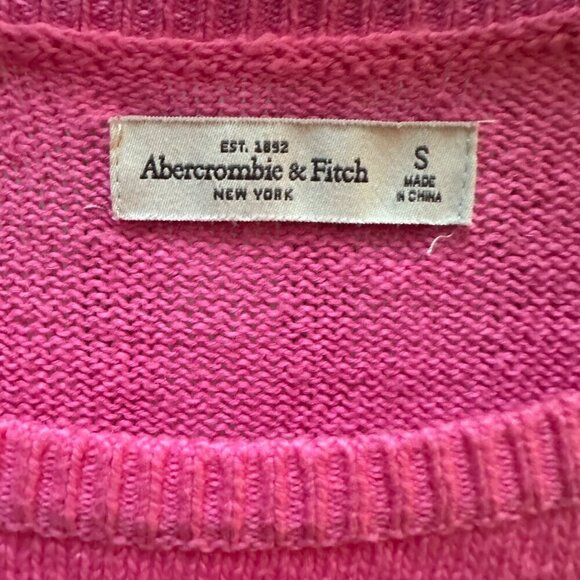 Abercrombie &‎ Fitch Sweater Hot Pink Scoop Neck Boho Slouchy Barbie Size Small - Picture 6 of 6